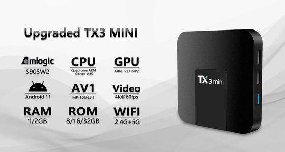 ODM Android 6.0 Amlogic S905w2 Setup-Box  TX3mini Wifi2.4G 5G
